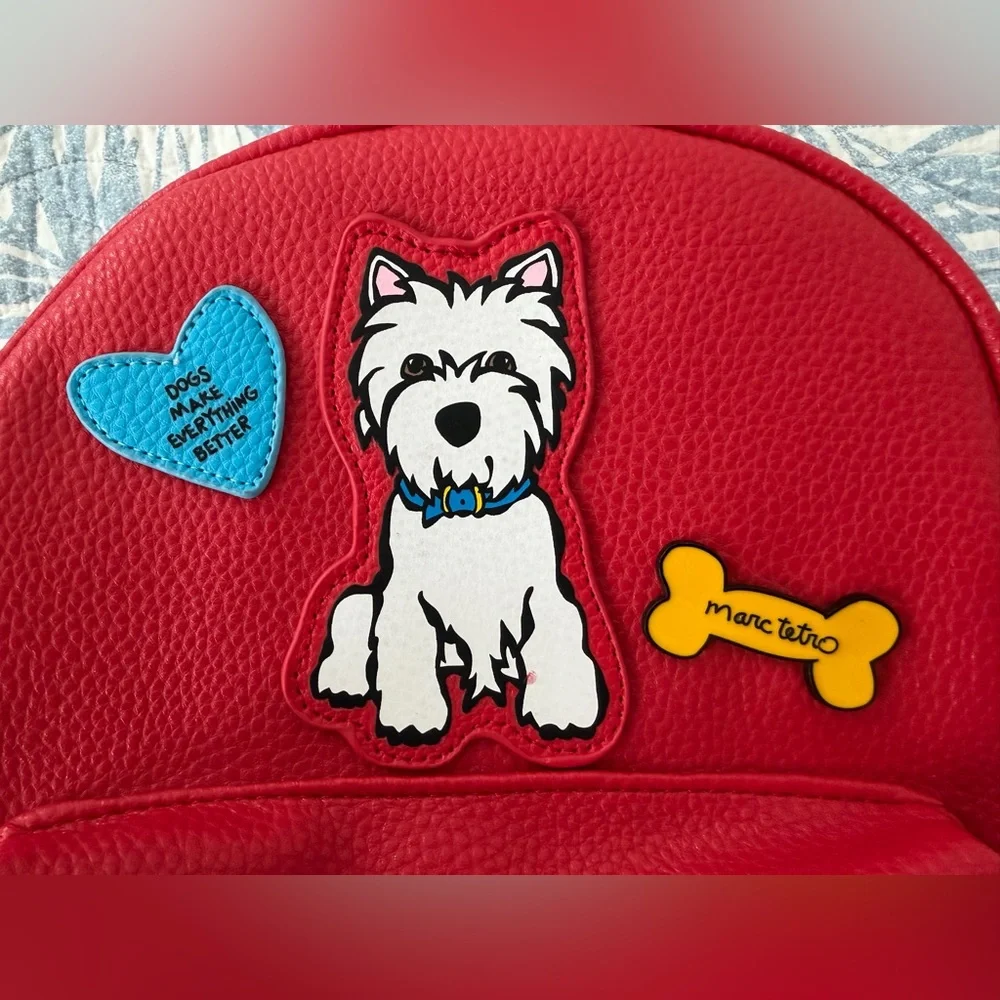 NWOT Marc Tetro Red Westie Dog Mini‎ Zippered Backpack, OS